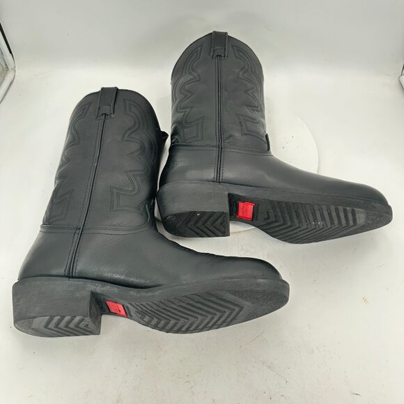 Durango Men Size UK 9 US 10 Black Leather Cowboy Pull On Western Boot - Picture 6 of 14